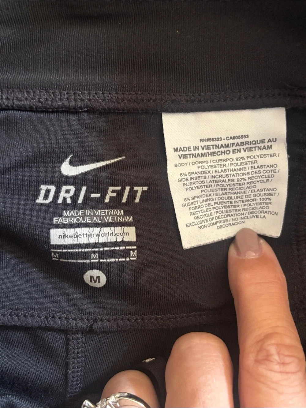 Nike Dri Fit Black Capri Leggings, Size M